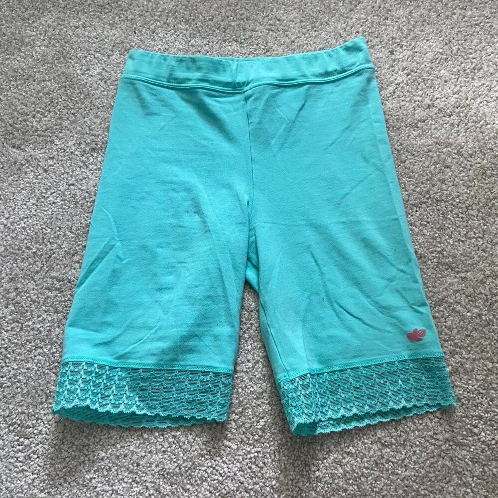 Bright Blue Bike Shorts with Lace